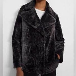 H&M Women's Black Faux Fur Jacket Large